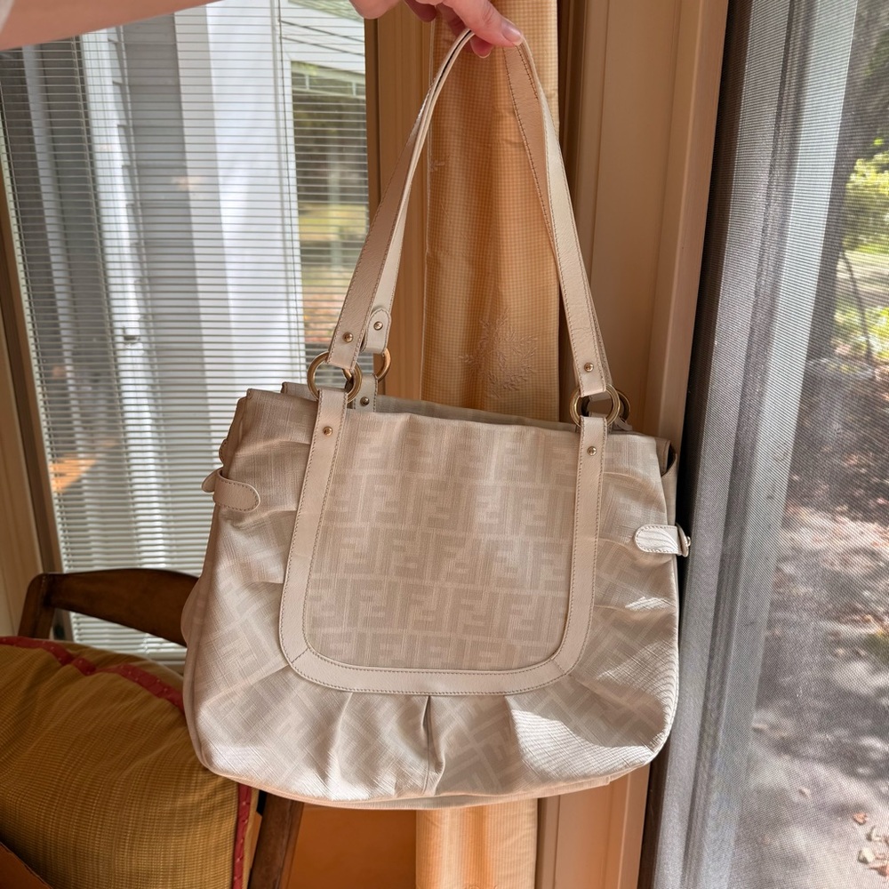 Fendi Zucca Spalmati Large Chef Shopper Tote White